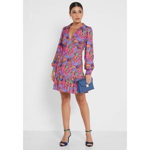 Never Fully Dressed Floral Plunging Neck Long Sleeves Multicolor Mini Dress 6